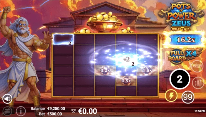 Pots of Power: Zeus - ボーナスモードでのゲーム画面